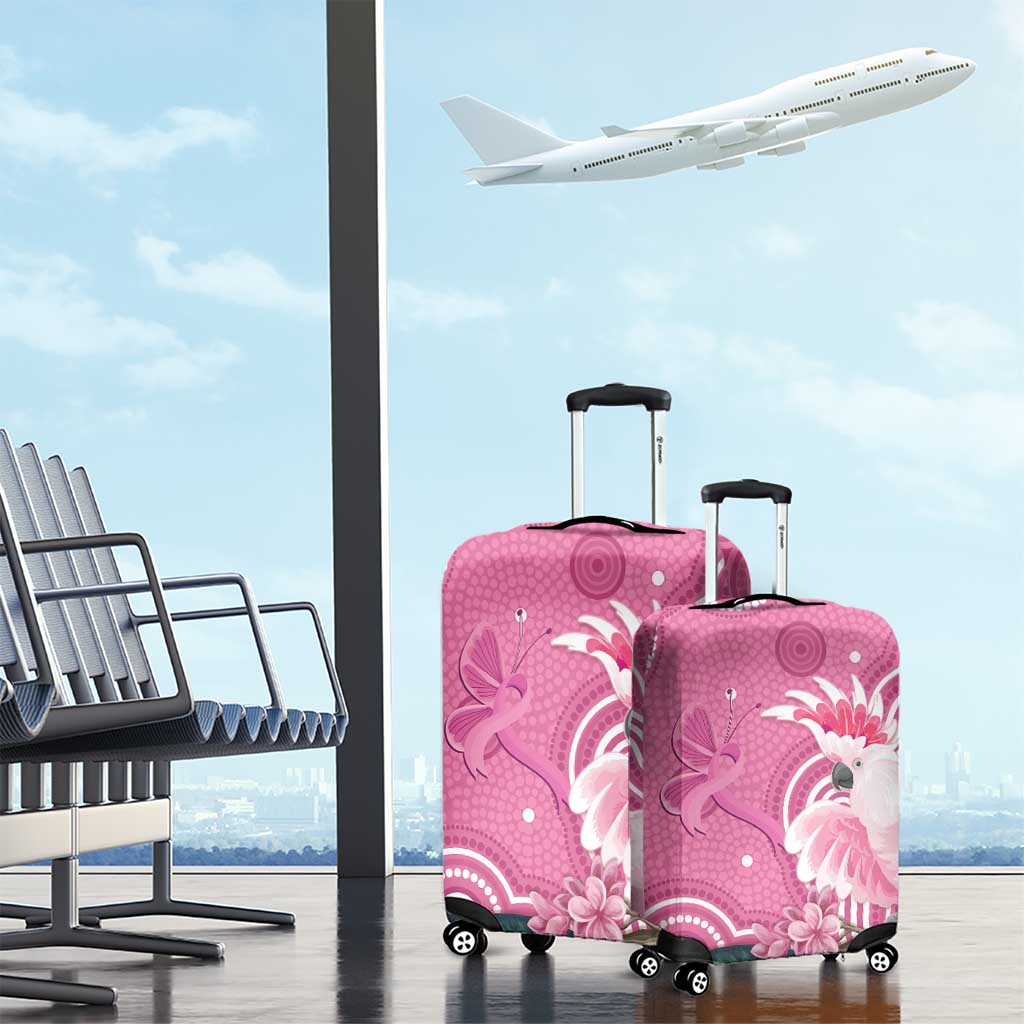 Australia Breast Cancer Awareness Luggage Cover Pink Cockatoo Ribbon Aboriginal Art - Aussie Hoodie