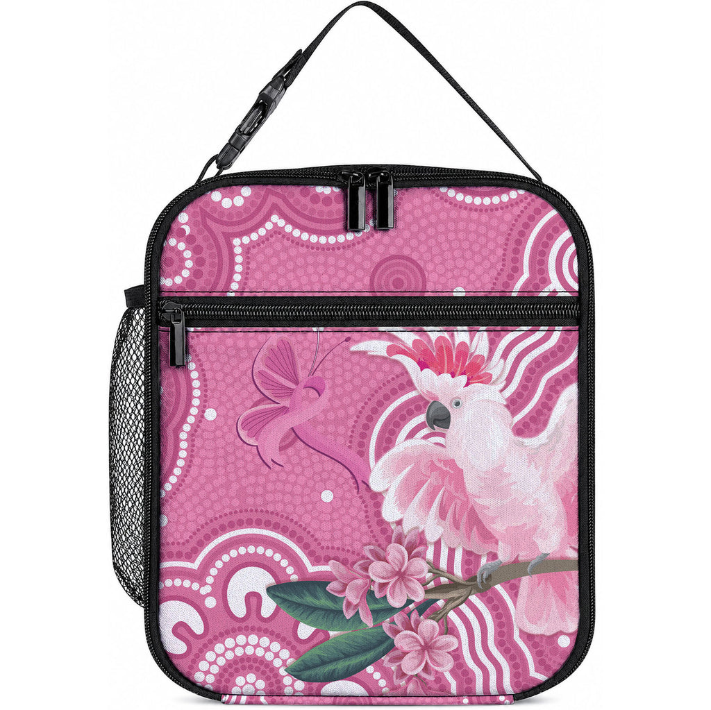 Australia Breast Cancer Awareness Lunch Bag Pink Cockatoo Ribbon Aboriginal Art