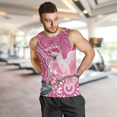 Australia Breast Cancer Awareness Men Tank Top Pink Cockatoo Ribbon Aboriginal Art - Aussie Hoodie