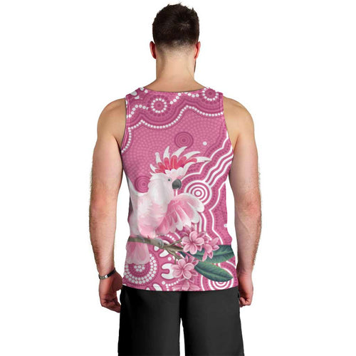 Australia Breast Cancer Awareness Men Tank Top Pink Cockatoo Ribbon Aboriginal Art - Aussie Hoodie
