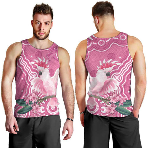 Australia Breast Cancer Awareness Men Tank Top Pink Cockatoo Ribbon Aboriginal Art - Aussie Hoodie