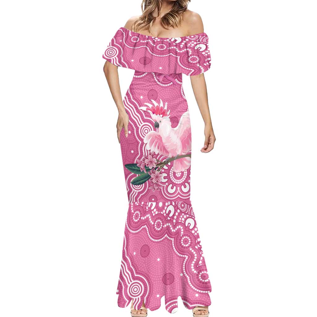 Australia Breast Cancer Awareness Mermaid Dress Pink Cockatoo Ribbon Aboriginal Art - Aussie Hoodie