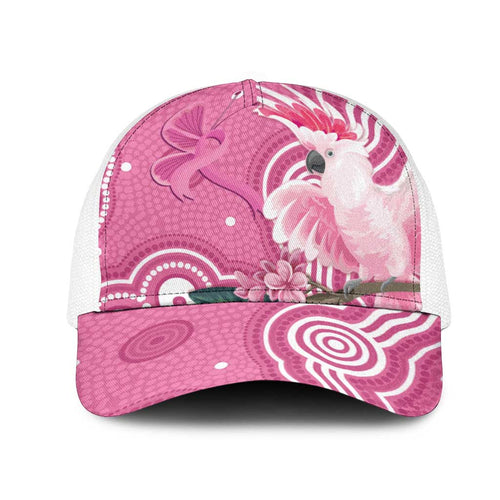 Australia Breast Cancer Awareness Mesh Trucker Cap Pink Cockatoo Ribbon Aboriginal Art - Aussie Hoodie