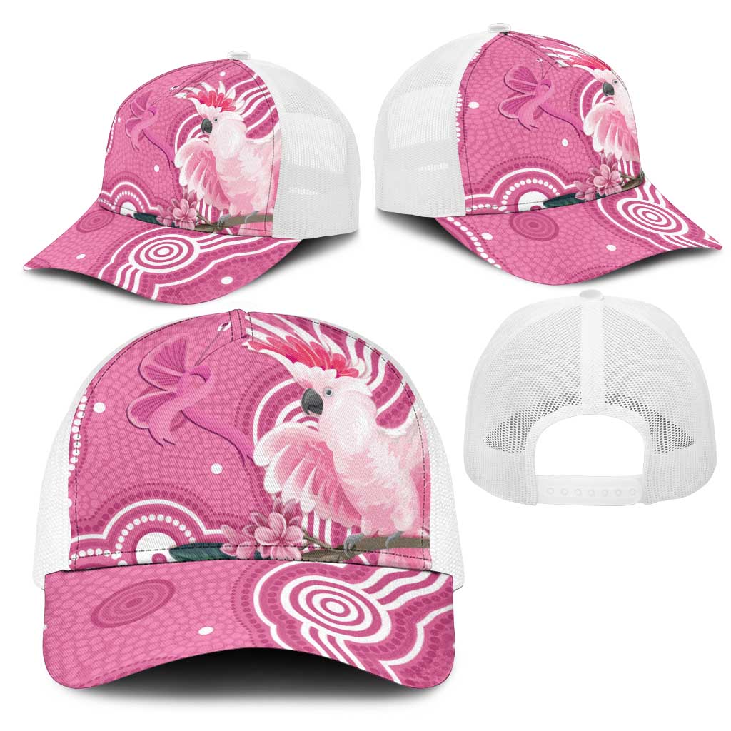 Australia Breast Cancer Awareness Mesh Trucker Cap Pink Cockatoo Ribbon Aboriginal Art - Aussie Hoodie