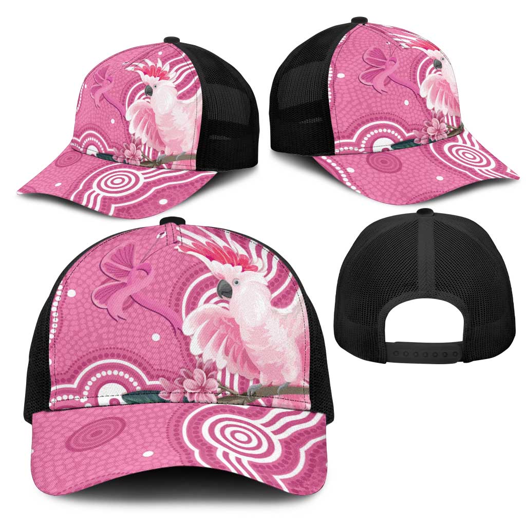 Australia Breast Cancer Awareness Mesh Trucker Cap Pink Cockatoo Ribbon Aboriginal Art - Aussie Hoodie