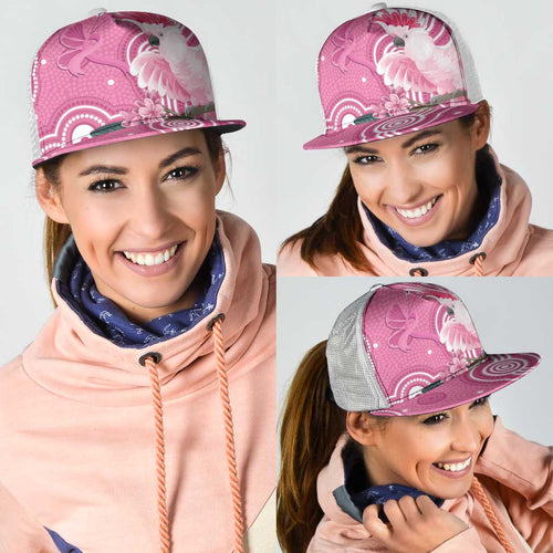 Australia Breast Cancer Awareness Mesh Trucker Cap Pink Cockatoo Ribbon Aboriginal Art - Aussie Hoodie