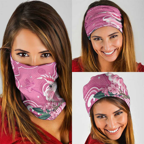 Australia Breast Cancer Awareness Neck Gaiter Pink Cockatoo Ribbon Aboriginal Art - Aussie Hoodie