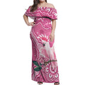 Australia Breast Cancer Awareness Off Shoulder Maxi Dress Pink Cockatoo Ribbon Aboriginal Art - Aussie Hoodie