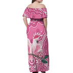 Australia Breast Cancer Awareness Off Shoulder Maxi Dress Pink Cockatoo Ribbon Aboriginal Art - Aussie Hoodie