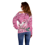 Australia Breast Cancer Awareness Off Shoulder Sweater Pink Cockatoo Ribbon Aboriginal Art - Aussie Hoodie