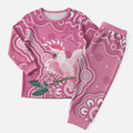 Australia Breast Cancer Awareness Christmas Pajama Set Pink Cockatoo Ribbon Aboriginal Art - Aussie Hoodie