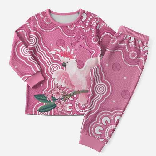 Australia Breast Cancer Awareness Christmas Pajama Set Pink Cockatoo Ribbon Aboriginal Art - Aussie Hoodie