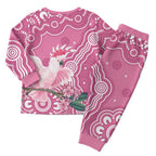 Australia Breast Cancer Awareness Christmas Pajama Set Pink Cockatoo Ribbon Aboriginal Art - Aussie Hoodie
