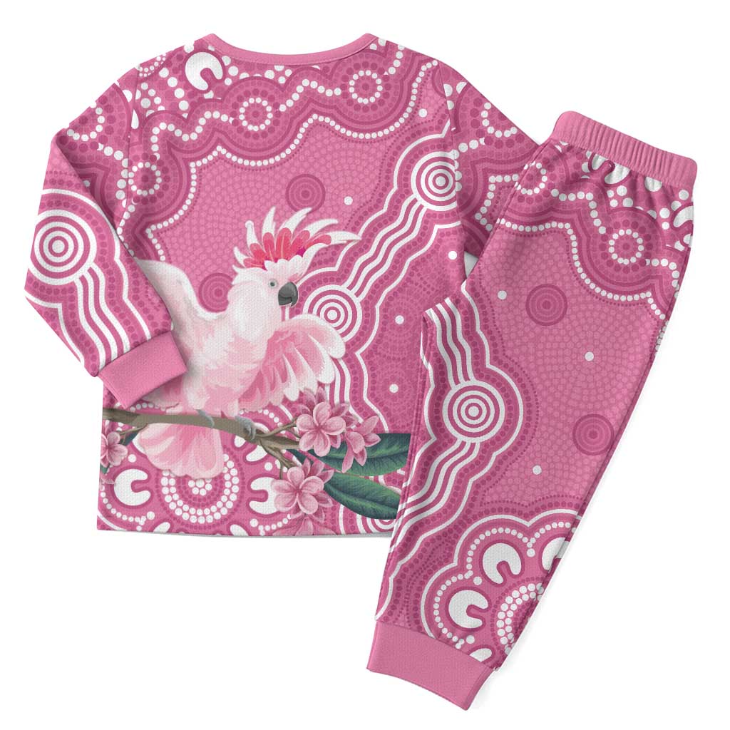 Australia Breast Cancer Awareness Christmas Pajama Set Pink Cockatoo Ribbon Aboriginal Art - Aussie Hoodie