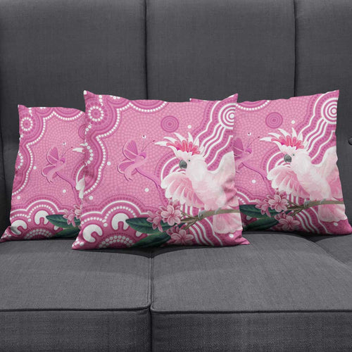 Australia Breast Cancer Awareness Pillow Cover Pink Cockatoo Ribbon Aboriginal Art - Aussie Hoodie