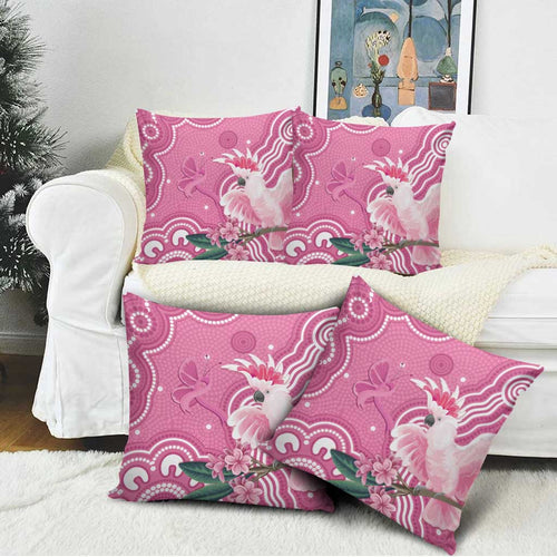 Australia Breast Cancer Awareness Pillow Cover Pink Cockatoo Ribbon Aboriginal Art - Aussie Hoodie