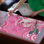 Australia Breast Cancer Awareness Puzzle Pink Cockatoo Ribbon Aboriginal Art - Aussie Hoodie