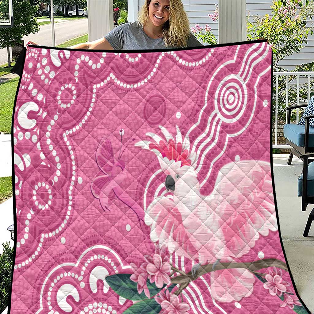 Australia Breast Cancer Awareness Quilt Pink Cockatoo Ribbon Aboriginal Art - Aussie Hoodie