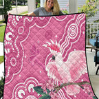 Australia Breast Cancer Awareness Quilt Pink Cockatoo Ribbon Aboriginal Art - Aussie Hoodie