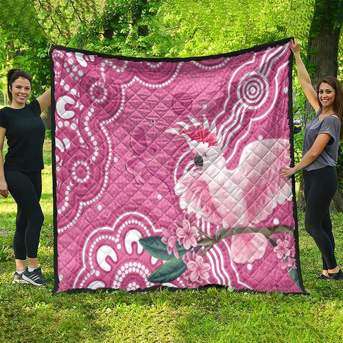 Australia Breast Cancer Awareness Quilt Pink Cockatoo Ribbon Aboriginal Art - Aussie Hoodie