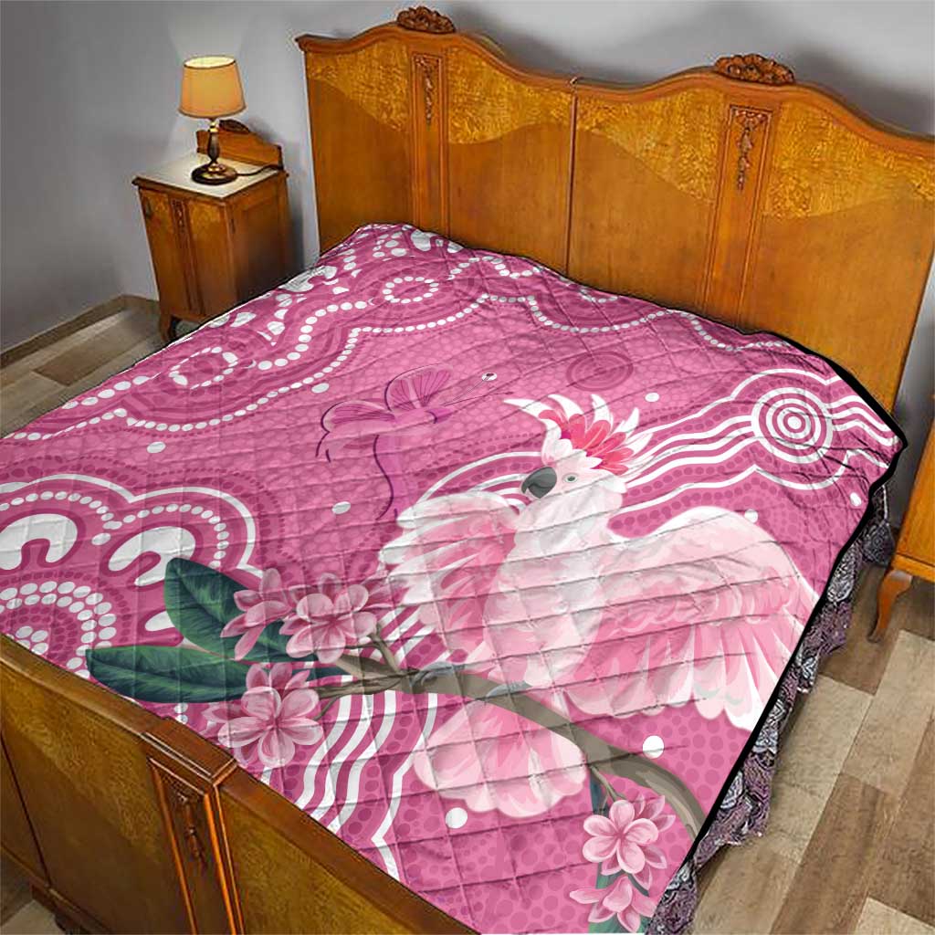 Australia Breast Cancer Awareness Quilt Pink Cockatoo Ribbon Aboriginal Art - Aussie Hoodie