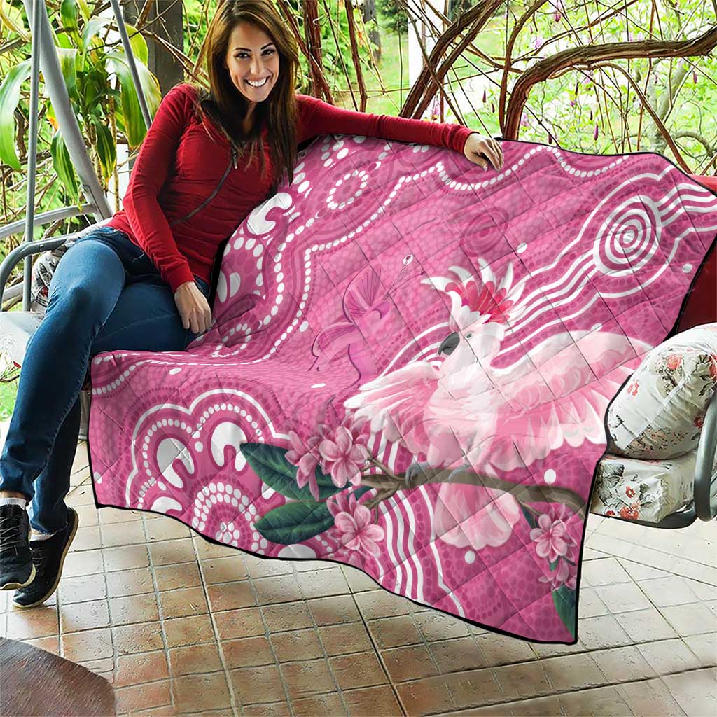 Australia Breast Cancer Awareness Quilt Pink Cockatoo Ribbon Aboriginal Art - Aussie Hoodie