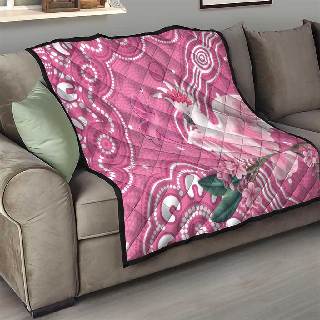 Australia Breast Cancer Awareness Quilt Pink Cockatoo Ribbon Aboriginal Art - Aussie Hoodie