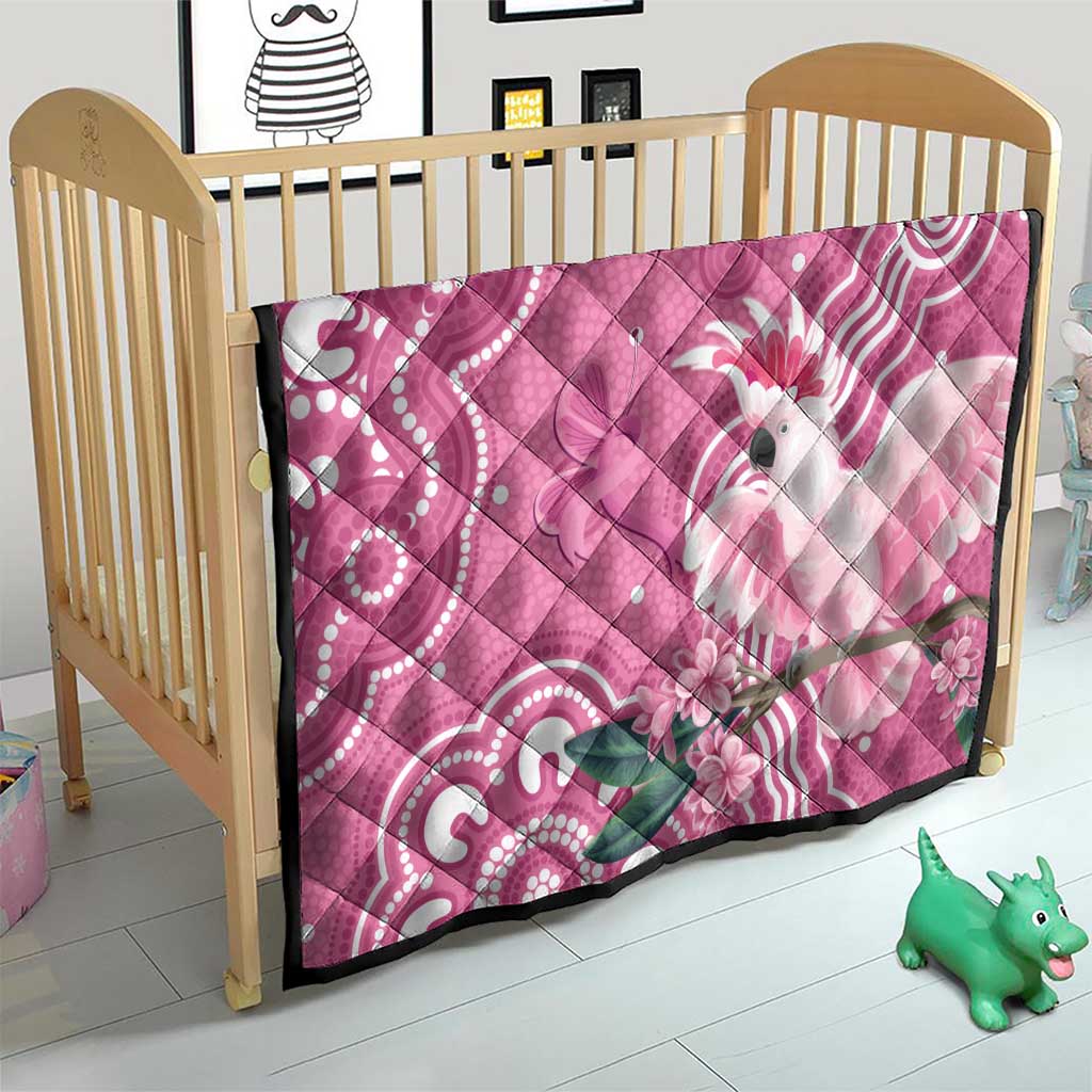 Australia Breast Cancer Awareness Quilt Pink Cockatoo Ribbon Aboriginal Art - Aussie Hoodie
