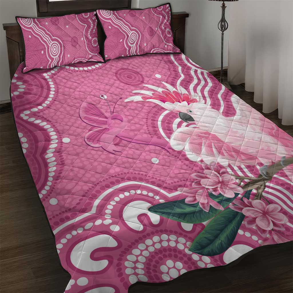 Australia Breast Cancer Awareness Quilt Bed Set Pink Cockatoo Ribbon Aboriginal Art - Aussie Hoodie