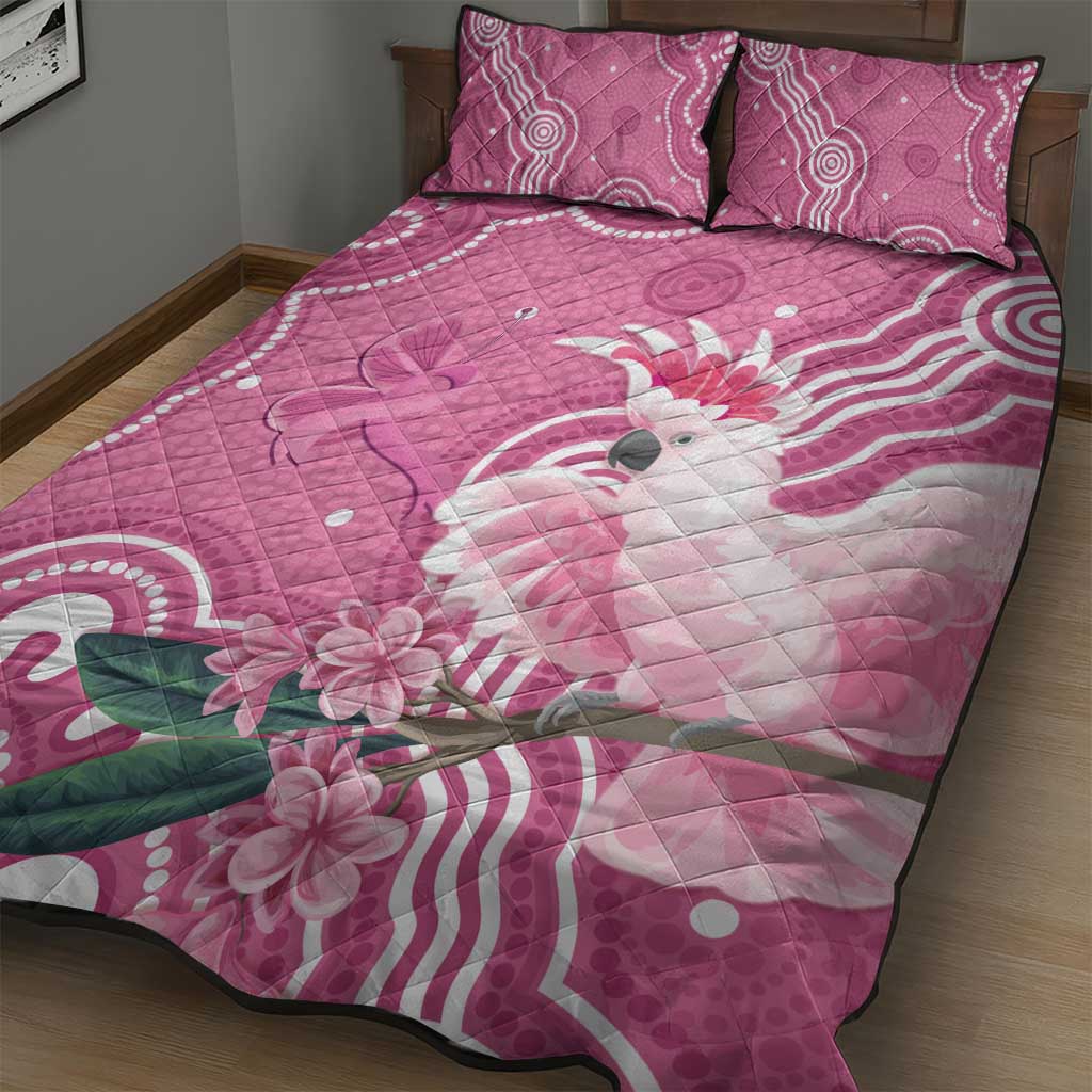Australia Breast Cancer Awareness Quilt Bed Set Pink Cockatoo Ribbon Aboriginal Art - Aussie Hoodie