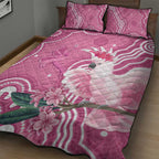 Australia Breast Cancer Awareness Quilt Bed Set Pink Cockatoo Ribbon Aboriginal Art - Aussie Hoodie