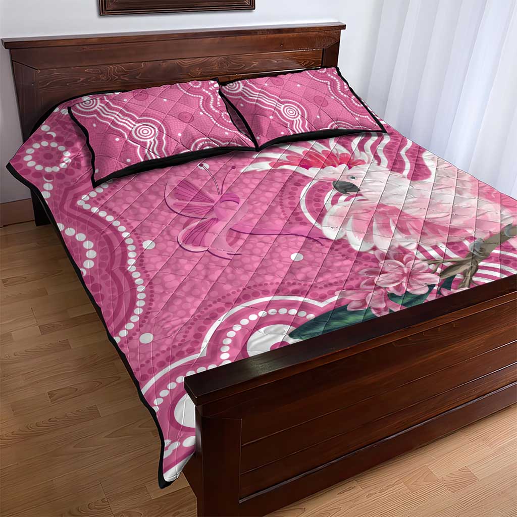 Australia Breast Cancer Awareness Quilt Bed Set Pink Cockatoo Ribbon Aboriginal Art - Aussie Hoodie