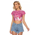 Australia Breast Cancer Awareness Raglan Cropped T Shirt Pink Cockatoo Ribbon Aboriginal Art - Aussie Hoodie