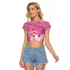 Australia Breast Cancer Awareness Raglan Cropped T Shirt Pink Cockatoo Ribbon Aboriginal Art - Aussie Hoodie