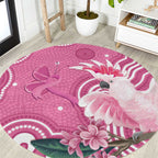 Australia Breast Cancer Awareness Round Carpet Pink Cockatoo Ribbon Aboriginal Art - Aussie Hoodie