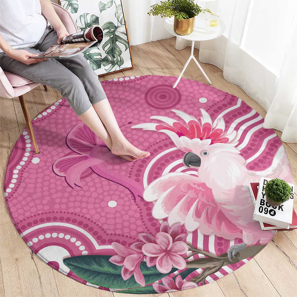 Australia Breast Cancer Awareness Round Carpet Pink Cockatoo Ribbon Aboriginal Art - Aussie Hoodie