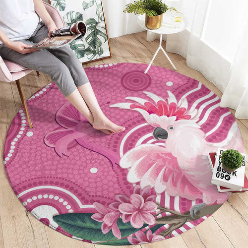 Australia Breast Cancer Awareness Round Carpet Pink Cockatoo Ribbon Aboriginal Art - Aussie Hoodie