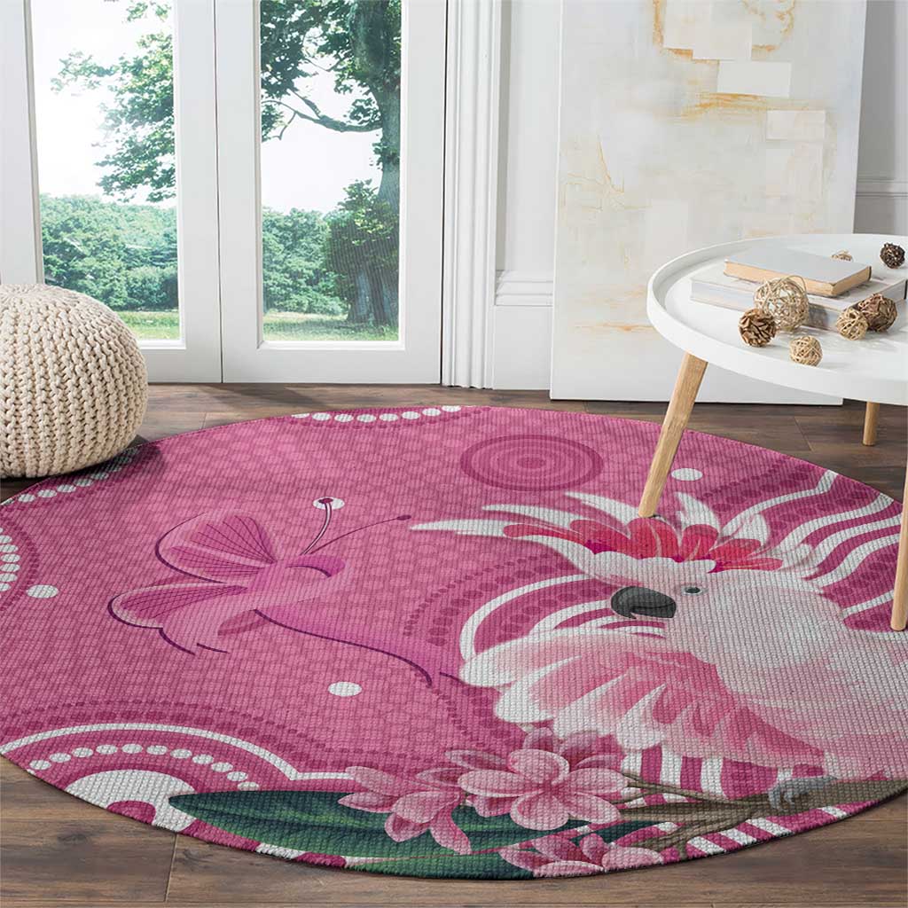 Australia Breast Cancer Awareness Round Carpet Pink Cockatoo Ribbon Aboriginal Art - Aussie Hoodie
