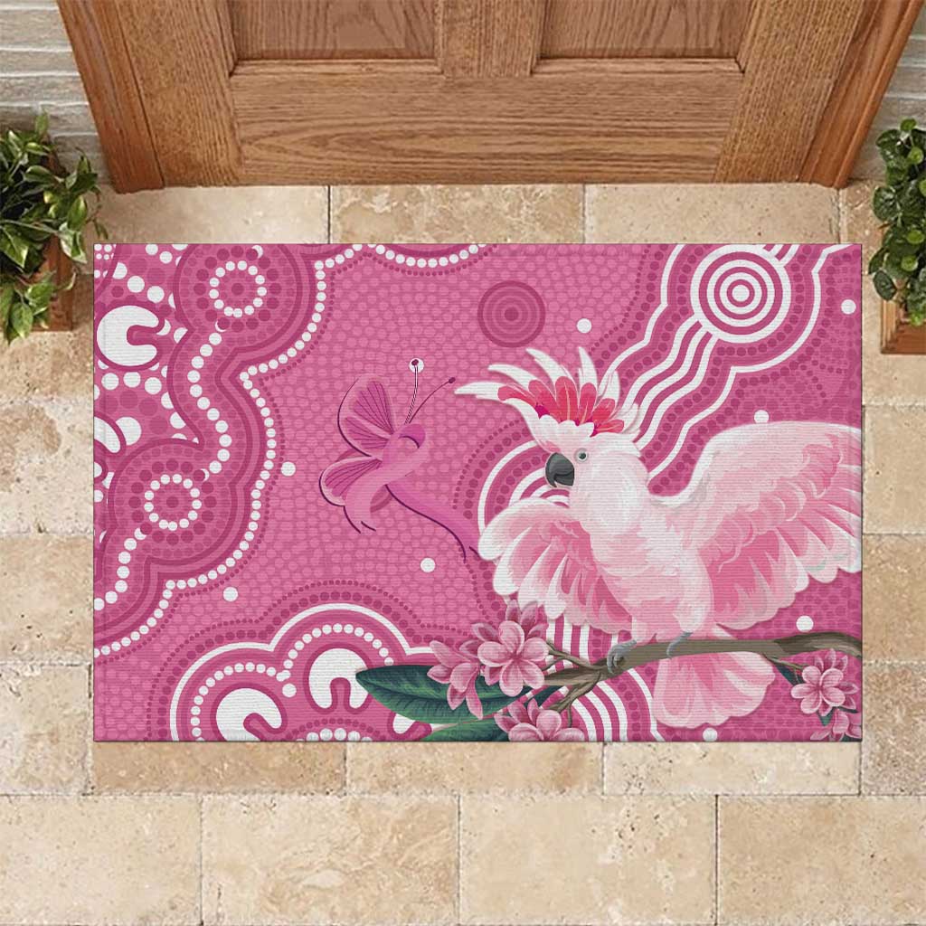 Australia Breast Cancer Awareness Rubber Doormat Pink Cockatoo Ribbon Aboriginal Art - Aussie Hoodie