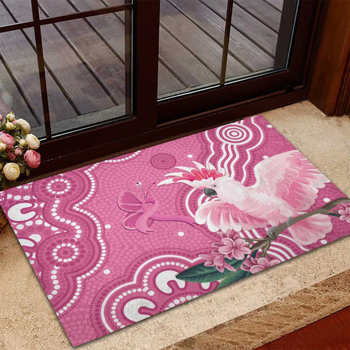 Australia Breast Cancer Awareness Rubber Doormat Pink Cockatoo Ribbon Aboriginal Art - Aussie Hoodie