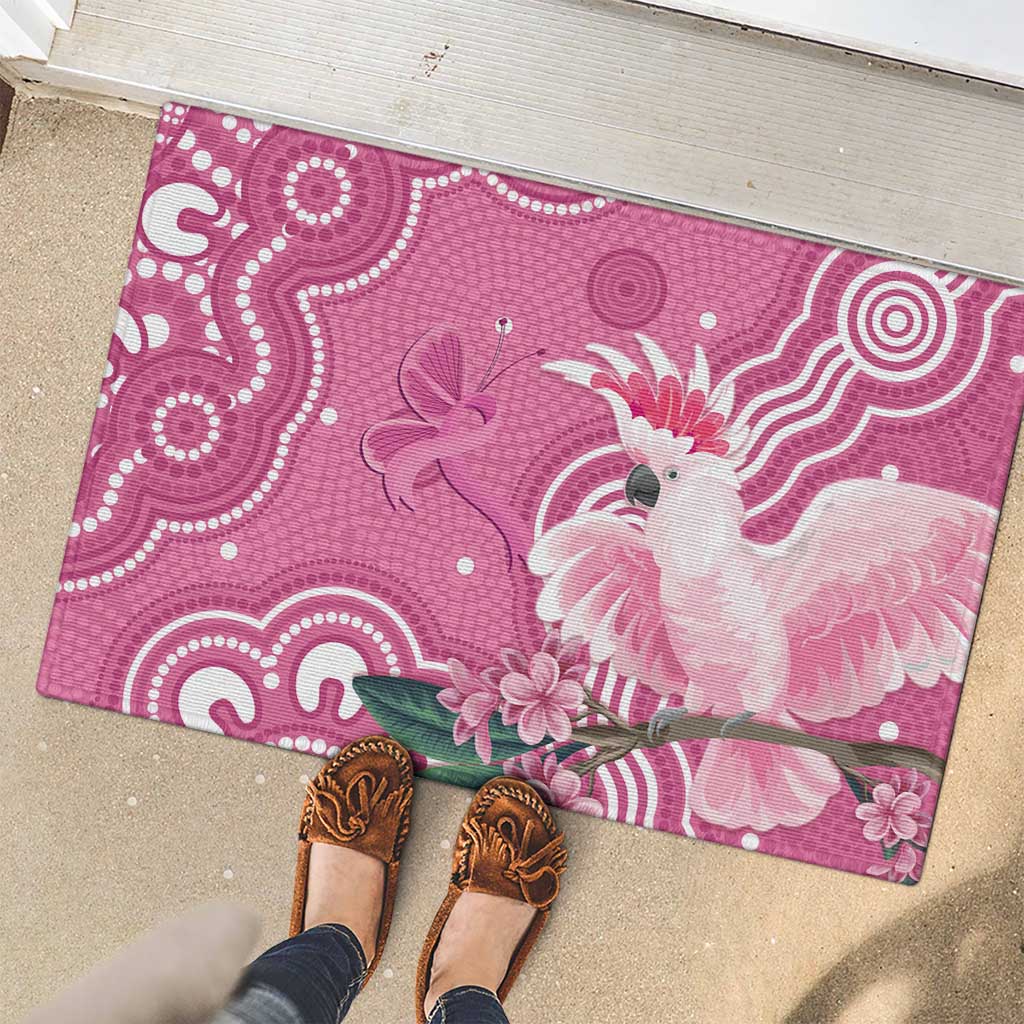 Australia Breast Cancer Awareness Rubber Doormat Pink Cockatoo Ribbon Aboriginal Art - Aussie Hoodie