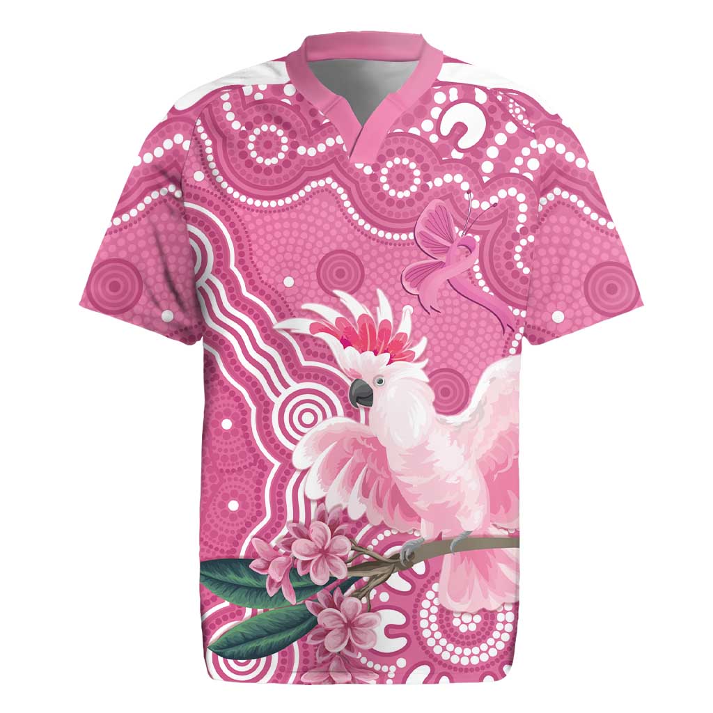 Australia Breast Cancer Awareness Rugby Jersey Pink Cockatoo Ribbon Aboriginal Art - Aussie Hoodie