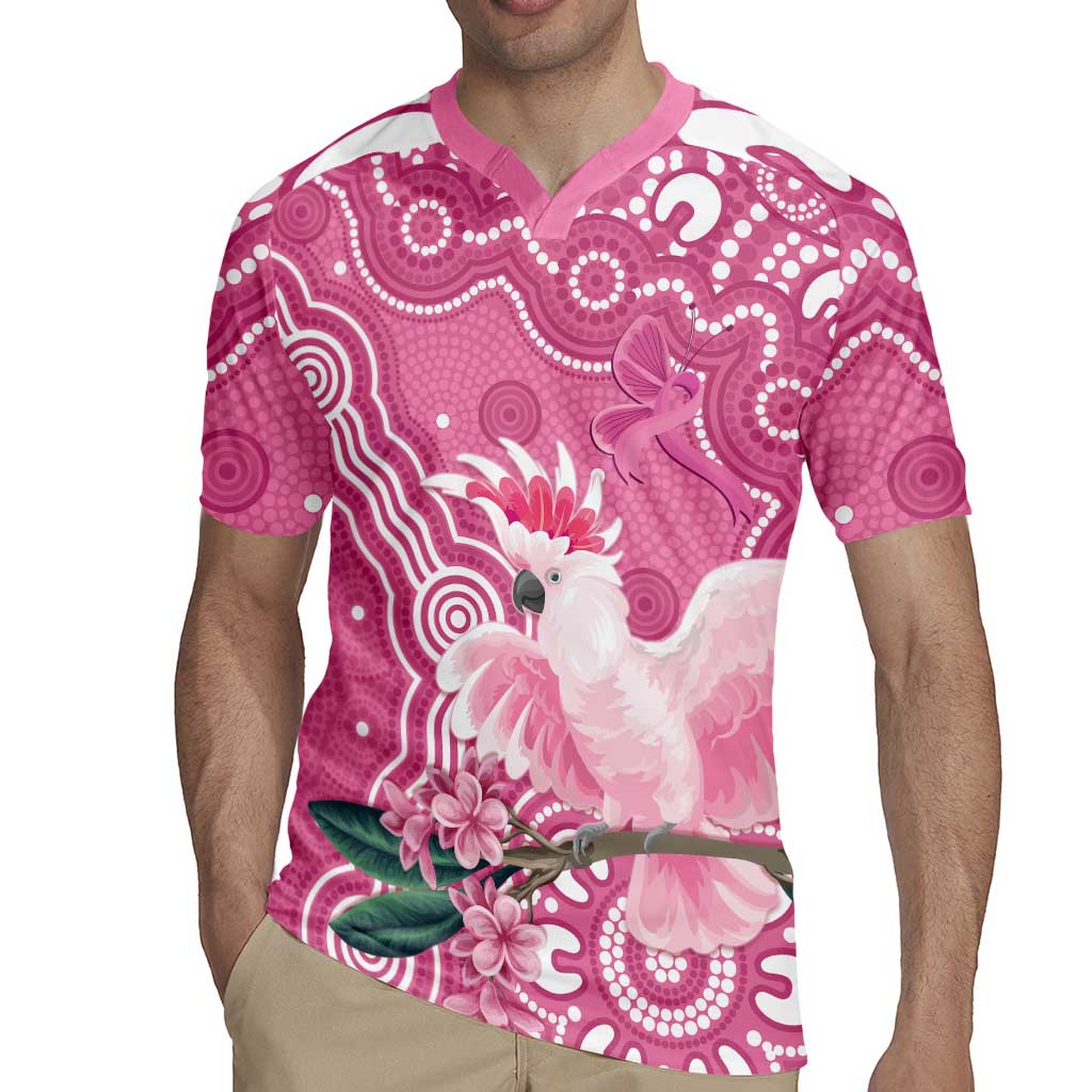 Australia Breast Cancer Awareness Rugby Jersey Pink Cockatoo Ribbon Aboriginal Art - Aussie Hoodie