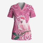 Australia Breast Cancer Awareness Scrub Top Pink Cockatoo Ribbon Aboriginal Art - Aussie Hoodie