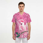 Australia Breast Cancer Awareness Scrub Top Pink Cockatoo Ribbon Aboriginal Art - Aussie Hoodie