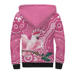 Australia Breast Cancer Awareness Sherpa Hoodie Pink Cockatoo Ribbon Aboriginal Art - Aussie Hoodie