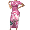 Australia Breast Cancer Awareness Short Sleeve Bodycon Dress Pink Cockatoo Ribbon Aboriginal Art - Aussie Hoodie