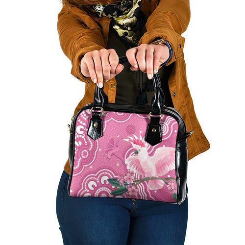 Australia Breast Cancer Awareness Shoulder Handbag Pink Cockatoo Ribbon Aboriginal Art - Aussie Hoodie