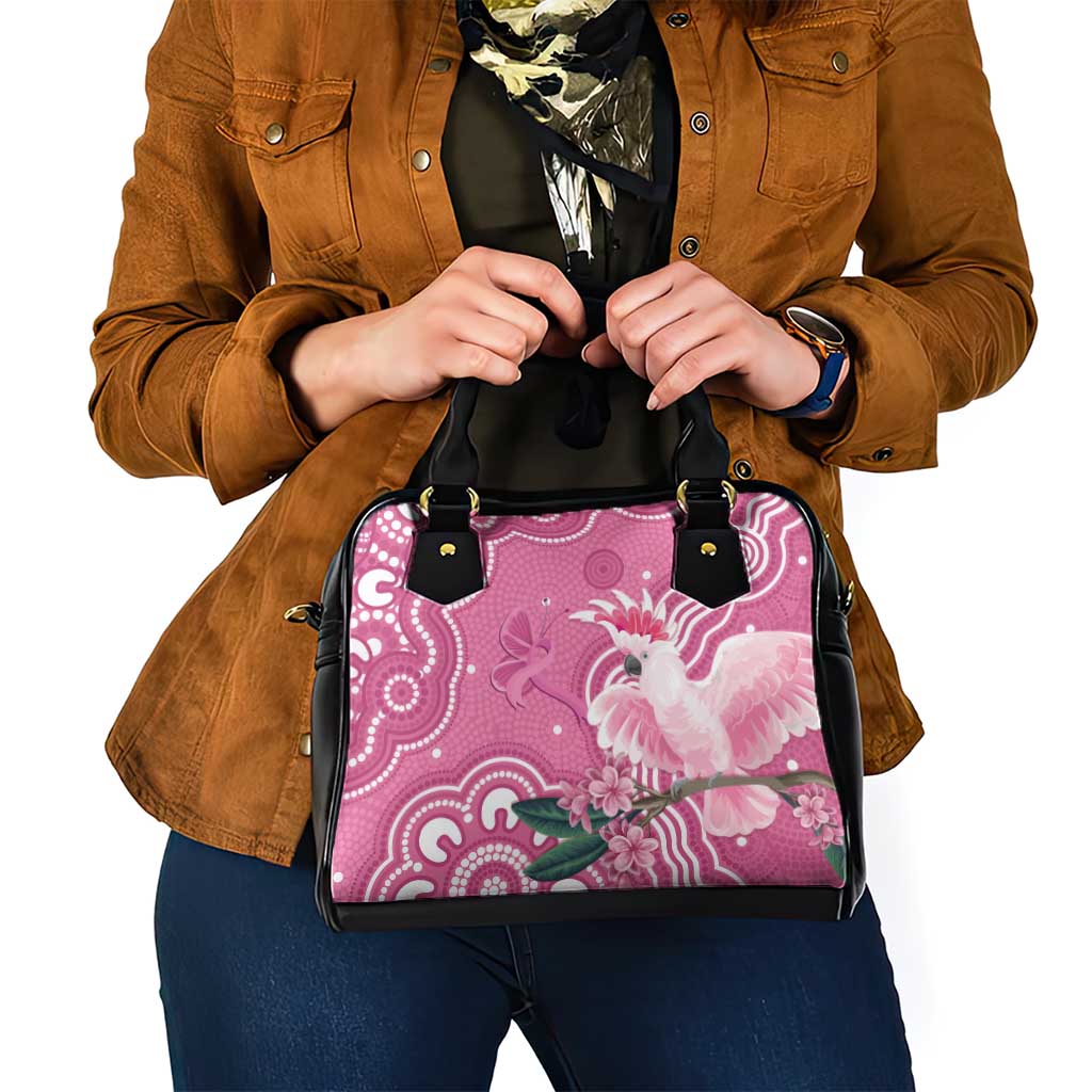 Australia Breast Cancer Awareness Shoulder Handbag Pink Cockatoo Ribbon Aboriginal Art - Aussie Hoodie