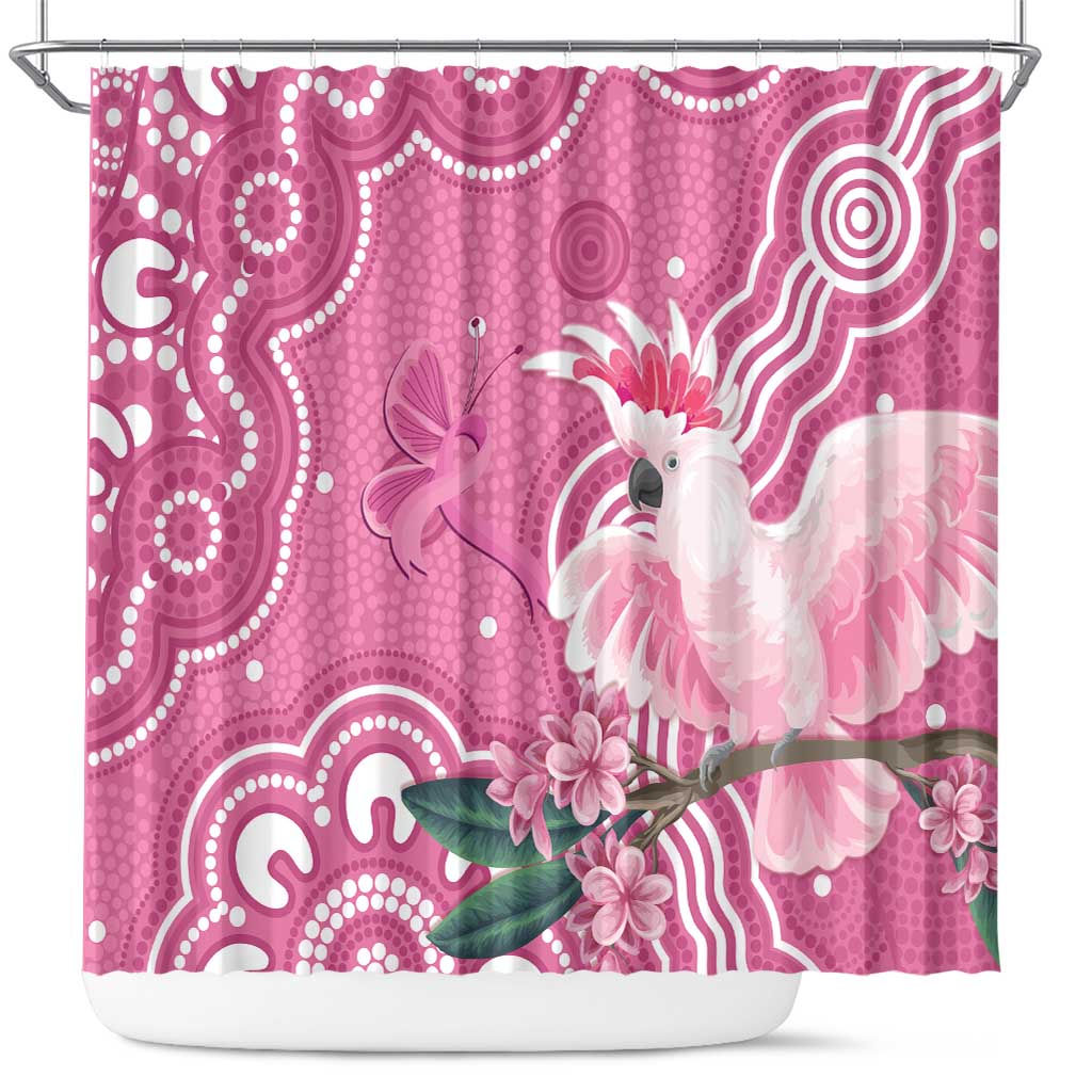 Australia Breast Cancer Awareness Shower Curtain Pink Cockatoo Ribbon Aboriginal Art - Aussie Hoodie